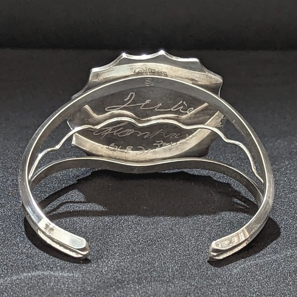 Large Majestic Silver & Black Spider HALLOWEEN Sterling Silver Dichroic Bracelet - Picture 5 of 13